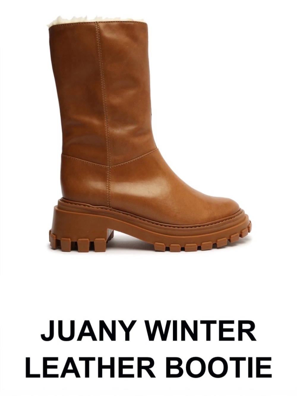 Schutz Winter Leather Bootie in Chestnut